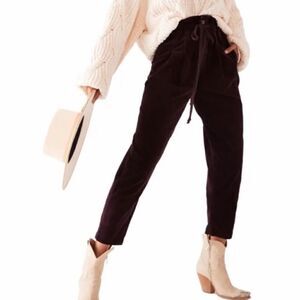 Free People Black Cropped Drawstring Pants